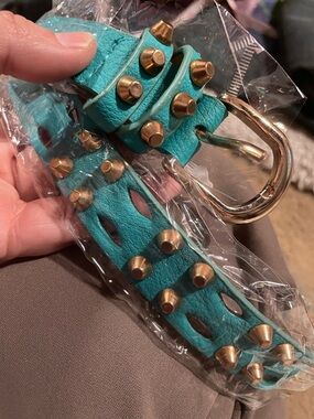 Punk rock teal studded belt